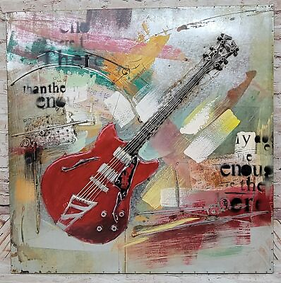 #ad METAL HOME WALL DECOR Perfect Home Decoration Paintings 3 D Guitar Gift $259.00