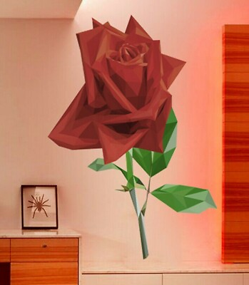 #ad Rose Flower Sticker Rose Decal Polygonal Flowers Home Decor Rose Wall Art $69.99