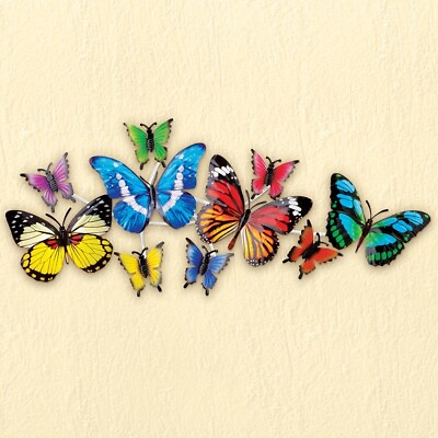 #ad Colorful Rainbow of Butterflies 3D Metal Indoor Outdoor Wall Art Sculpture $29.99