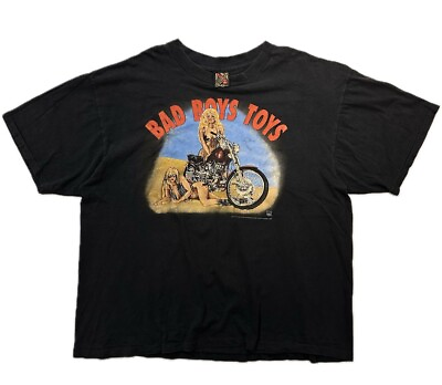 #ad Vintage 3D Emblem Bad Boys Toys American Biker Graphic T Shirt Size 2XL USA Made $130.00