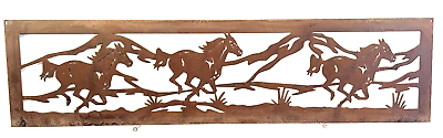 #ad Horse Mountain Metal Sign Wildlife Cabin Metal Wall Art Rustic Home Decor Gifts $199.95