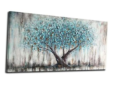 #ad #ad Tree Wall Art Teal Blue Nature Tree of Life Abstract 40quot;x20quot; Wall Art Style 3 $86.08