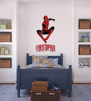 #ad PERSONALIZED SPIDER MAN Decal WALL STICKER Decor Art Marvel Super Hero WC292 $29.62