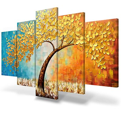 #ad Large Wall Art Paintings for Bedroom Tree Wall Decor 3D Gold Flower Wall Pain... $133.32