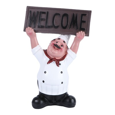 #ad Chef Figurines Kitchen Decor Miniature Chef Figurines Welcome Table Sign $20.54
