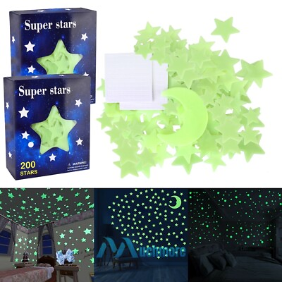 #ad #ad 402Pcs Glow In The Dark Luminous Stars 3 Sizes amp; Moon DIY Wall Stickers Decals $15.99