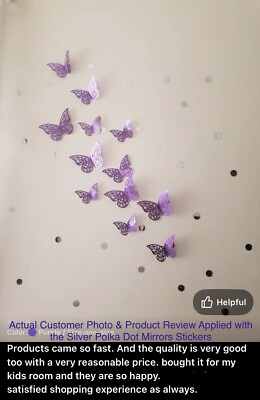 #ad NEW 12 Pc Metallic Purple 3D Butterflies Hollow Floral Wings Posable Wall Decor $15.99