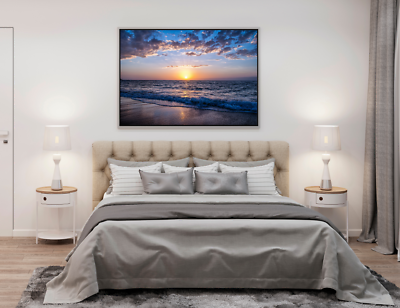 #ad Sunset Ocean Wall Art Print Canvas Poster Illustration Home Decor Painting $13.99