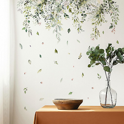#ad Hanging Green Plants Leaves Wall Decals Peel and Stick Flower Leaf Vinyl Wall St $19.58