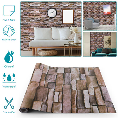 #ad 3D Brick Stone Wallpaper Self adhesive Contact Paper Sticker Home Kitchen Decor $9.37