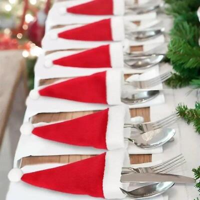 #ad #ad 10pcs Tableware Holder Bag Christmas Hat Christmas Decorations Kitchen Accessori $3.20