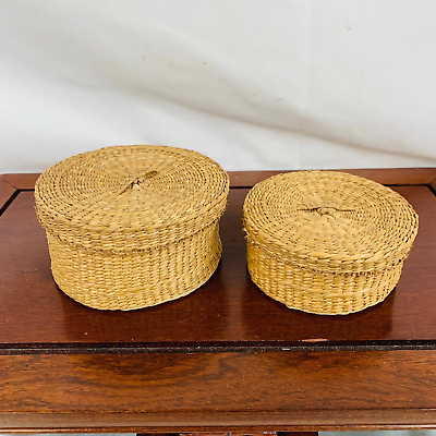#ad Pair of Mini Wicker Baskets Cute Rustic Decorations $12.00