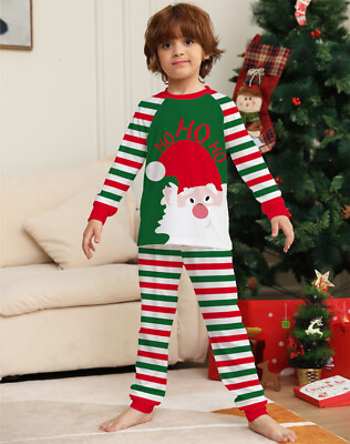 #ad Family Christmas Pajamas Matching Sets Red Stripe Xmas Holiday Sleepwear Jammies $26.49