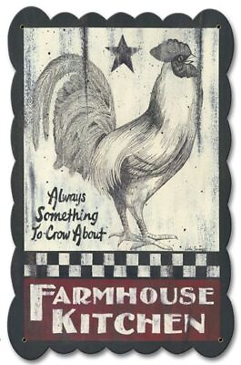 #ad FARMHOUSE KITCHEN SCALLOP EDGE 18quot; HEAVY DUTY USA METAL COUNTRY HOME DECOR SIGN $84.00