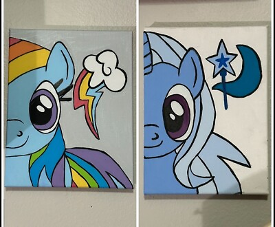 #ad My Little Pony Canvas Wall Art Two 8x10” Wood Framed Canvas Art $20.00
