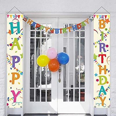#ad #ad Colorful Happy Birthday Porch Sign Banner Decorations for Colorful Birthday ... $22.49