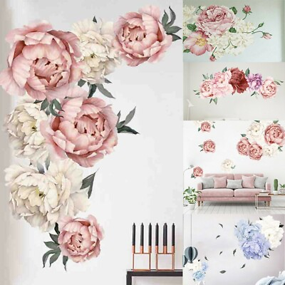 #ad Peony Rose Flowers Wall Sticker Art Nursery Decals Kids Room Home Decor Gift DIY $8.59