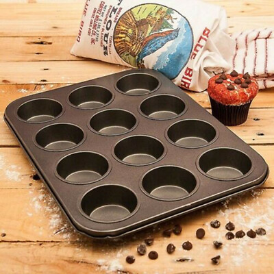 #ad 12 Mini Cake Mold Pan Muffin Cupcake Kitchen Bakeware Oven Tray Mould Bakery US $10.99