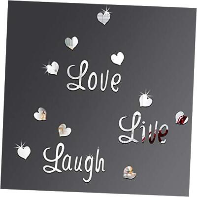 #ad Love Live Laugh Wall Stickers Decals Silver Heart Mirror Wall Decor for $15.68