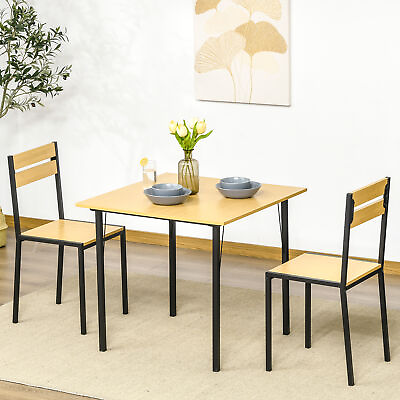 #ad 3 Piece Dining Room Kitchen Table amp; 2 Chairs Furniture Set for Home Bamboo $87.99