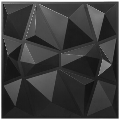 #ad VEVOR 3D PVC Wall 13 Panels Diamond Design Tiles Black Decorative WaterProof $56.99