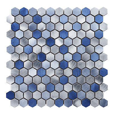 Blue Marble Metallic Aluminum 1quot; Hexagon Mosaic Tile Kitchen Wall Backsplash $199.90