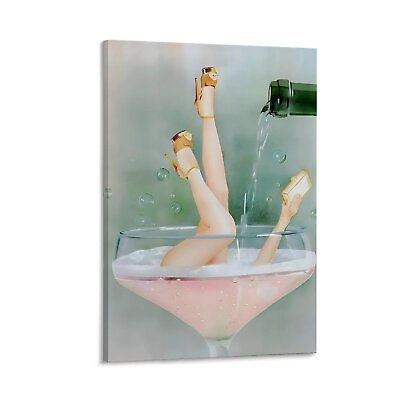 #ad Fashion Funky Pink Bathroom Canvas Poster Landscaping Bedroom Decor Aesthetic $25.00