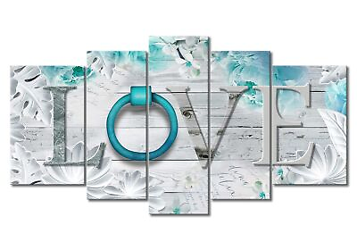 #ad Abstract Love Wall Art 5 Piece Blue and White Picture Canvas Print Wall Paint... $77.86