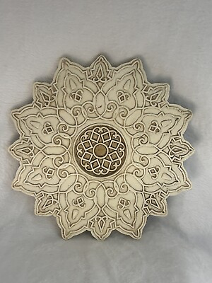 #ad Fetco Wall Hanging Plate Mandala Brass Distressed White Moroccan Decorative Farm $14.99