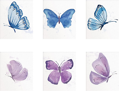 #ad Set of 6 Watercolor Butterfly Wall Art Prints Blue Purple Butterfly Wall Art ... $13.99