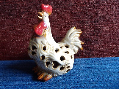 #ad vintage country home decor rooster statue 6#x27;#x27;x 7#x27;#x27; ceramic clay azure $12.60