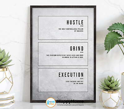#ad Hustle Poster Motivational Quotes Inspirational Wall Art Canvas Office Decor $22.72