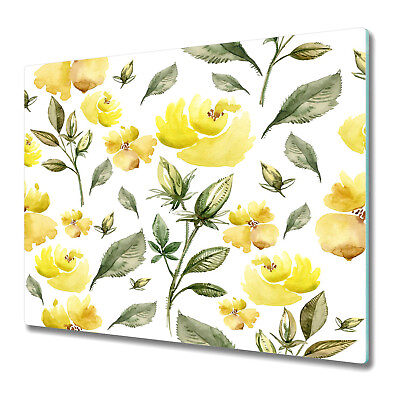 #ad #ad Glass Worktop Saver Kitchen Yellow Flowers Delicate Flowers 60x52 $44.95