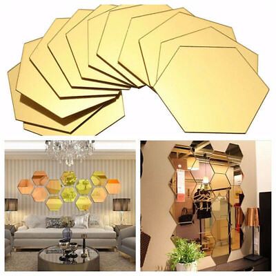 #ad 3D Mirror Wall Stickers Hexagon Vinyl Removable Decal Home Decor Art DIY 3 Size C $4.75
