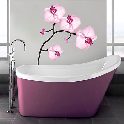 #ad Pink Flower Wall Decal Orchid Floral Plant Branch Beautiful Wall Mural Art a31 $21.95
