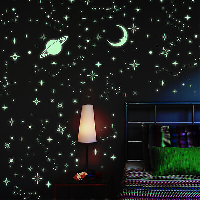#ad Walplus 345pcs Glow in Dark Moon Stars Galaxy Space Wall Stickers Kids Bedroom $11.95