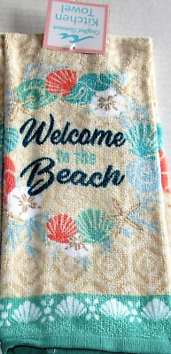 #ad COASTAL Kitchen Towel 15quot; x 25quot; 100% Cotton WELCOME TO THE BEACH $7.99