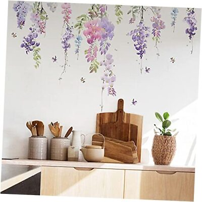 #ad #ad Flower Wall Decals Purple Hanging Vines Floral Wall Stickers for Girls $24.25