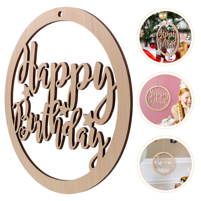#ad Wooden Happy Birthday Banner Wall Decor DIY Wood Plate Gift Tags $11.59