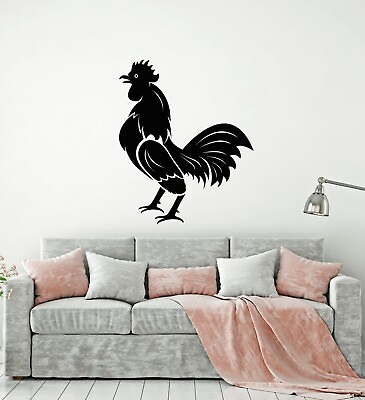 #ad Vinyl Wall Decal Rooster Bird Farm Village House Cock Animal Stickers g4165 $69.99