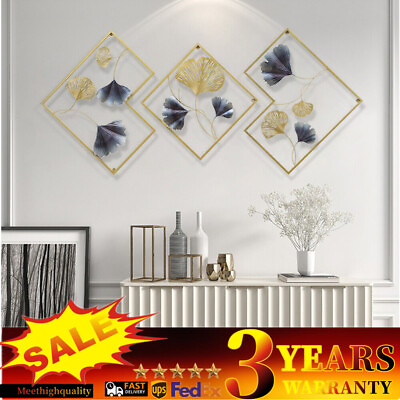 #ad 3Pcs Modern Metal Wall Art Hanging Sculpture for Bedroom Living Room Decoration $51.45
