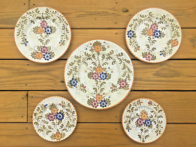 #ad Vintage Made in Italy BARBETTI Ceramic 5 Piece Plate Set Country Kitchen Decor $70.00