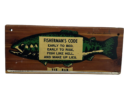 #ad Fisherman#x27;s Code Wall Plaque Beach Decor Fishing 10x4” Vintage Decor $24.99