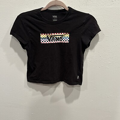 Vans Off The Wall Girls Black With Rainbow Letter T Shirt 100% Cotton Size XL B6 $12.50