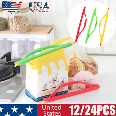 #ad 12 24X Bag Clip Sealing Chip Clip Kitchen Storage Food Bag Sealer with Handle $39.55