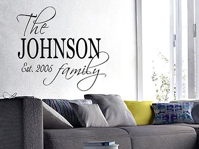 #ad FAMILY NAME EST. PERSONALIZED Wall Art Decal Quote Words Lettering Decor 17x30 $17.69