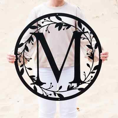 #ad Personalized Circle Letter Monogram Metal Signs Custom Wedding Wall Art Decor $119.95