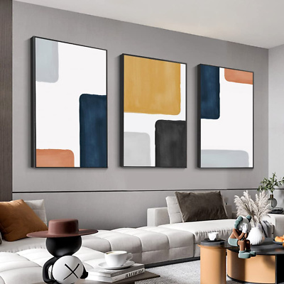 #ad #ad Wall Art Modern Abstract Canvas Framed Wall Art 3 Piece Set of Painted Prints Bo $135.48
