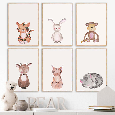#ad Baby Animal Nursery Art Poster Canvas Print Picture Kids Room Wall Decoration $10.79