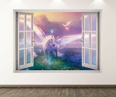 #ad Unicorn Wall Decal Art Decor 3D Window Mythical Art Mural Kids Room Sticker BL30 $19.95